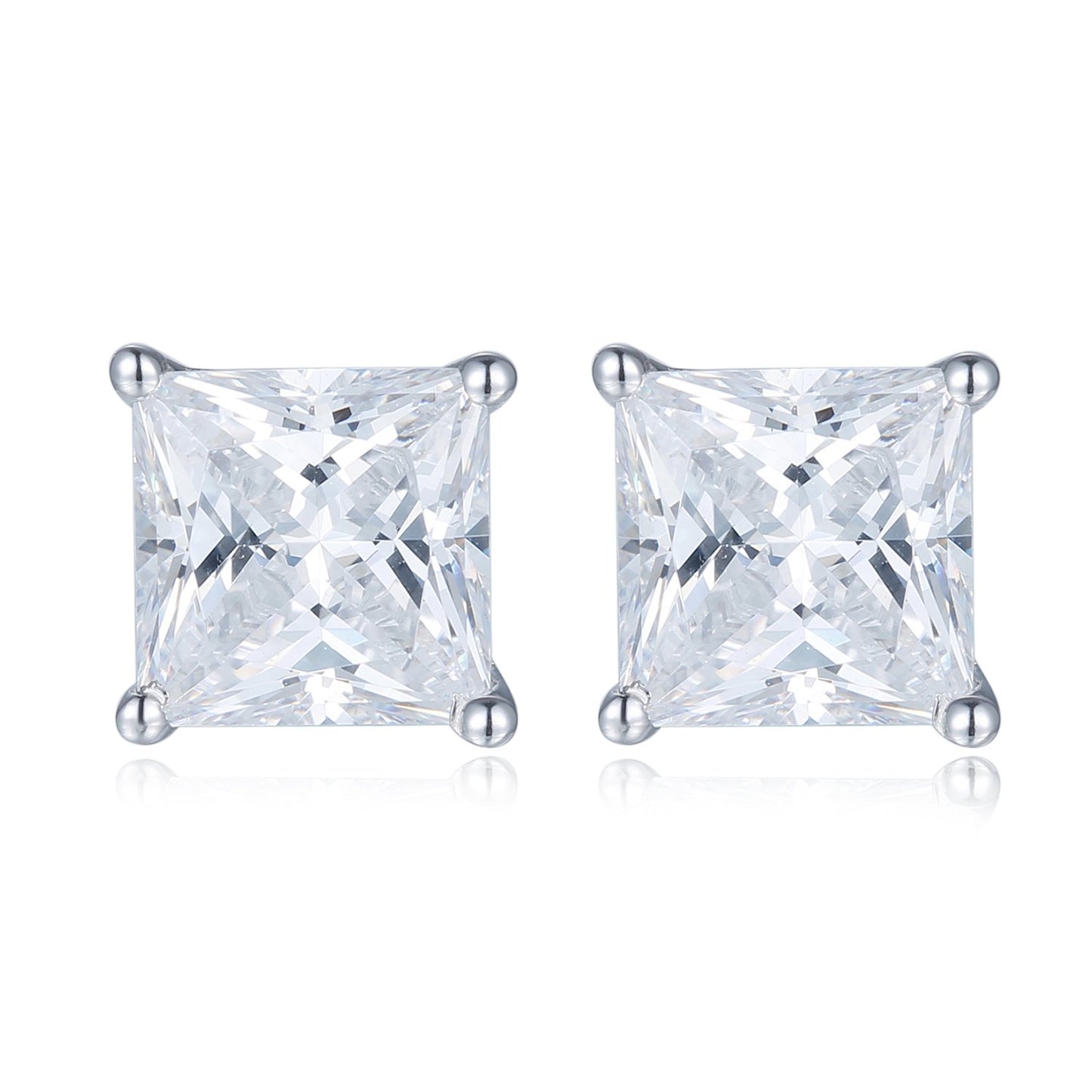 Princess Cut Earrings- 925 SILVER with GOLD PLATED, CZ STONE EARRINGS