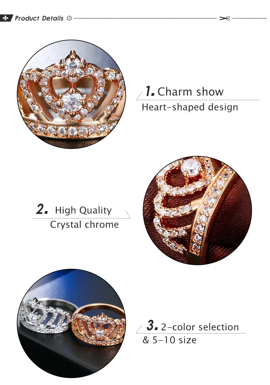 Crown Shape Fashion Zircon Ring 💍