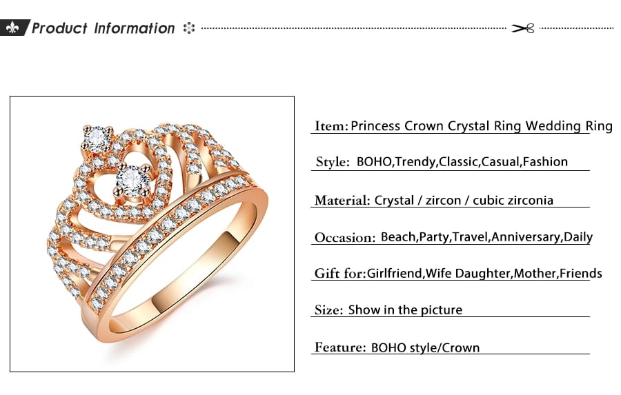 Crown Shape Fashion Zircon Ring 💍