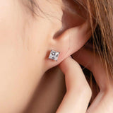 Princess Cut Earrings- 925 SILVER with GOLD PLATED, CZ STONE EARRINGS
